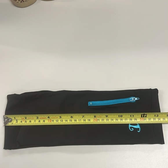 Hip Appeal Black stretch belt / with front & back Pouch w/ Blue Zipper size s/m - Picture 6 of 7